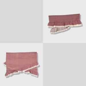 JCPenney Window Valance Home OS Burgundy Floral Cottagecore Lace Trim Vintage